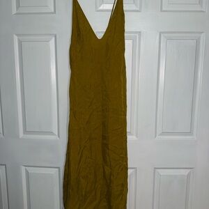 Zara Women’s V-Neck Slip Maxi Dress in Olive Green